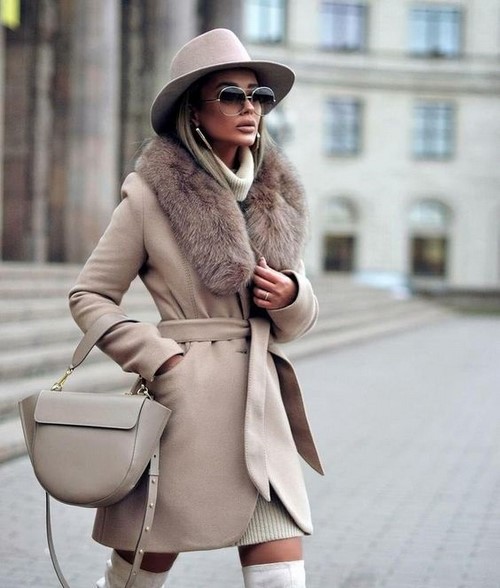 Пальто с мехом - / фото | С чем носить женское пальто с мехом | Модные образы